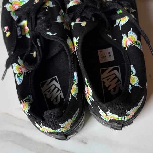 LIMITED EDITION Vans classic Black Canvas Sneakers platform Butterfly Print - Picture 7 of 15